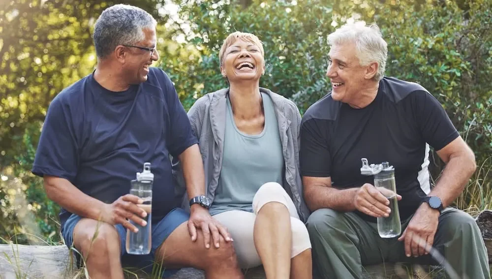 Seniors-sitting-and-drinking-water